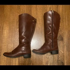 🐎🌻🍁Distressed Cognac Shine Vegan Leather Riding Boots🍂⛰